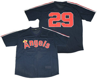 Men's California Angels #29 Rod Carew Navy Blue No Name Mesh Batting Practice 1984 Throwback Jersey By Mitchell & Ness