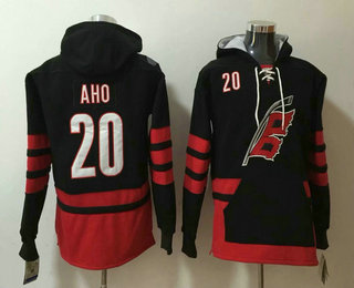 Men's Carolina Hurricanes #20 Sebastian Aho NEW Black Pocket Stitched NHL Pullover Hoodie