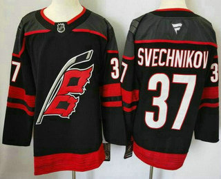 Men's Carolina Hurricanes #37 Andrei Svechnikov Black 2024 Stitched Jersey