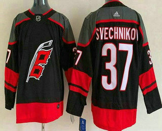 Men's Carolina Hurricanes #37 Andrei Svechnikov Black Alternate Stitched NHL Jersey