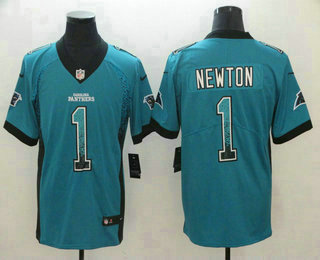 Men's Carolina Panthers #1 Cam Newton Blue 2018 Fashion Drift Color Rush Stitched NFL Nike Limited Jersey