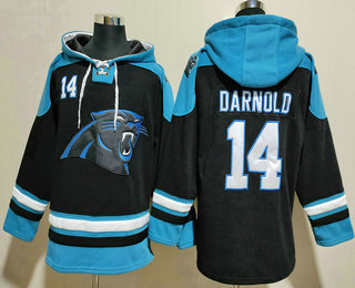 Men's Carolina Panthers #14 Sam Darnold Black Ageless Must Have Lace Up Pullover Hoodie