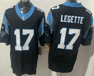 Men's Carolina Panthers #17 Xavier Legette Limited Black FUSE Vapor Jersey