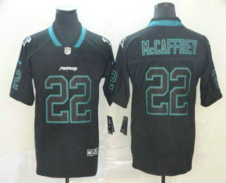 Men's Carolina Panthers #22 Christian McCaffrey 2018 Black Lights Out Color Rush Stitched NFL Nike Limited Jersey