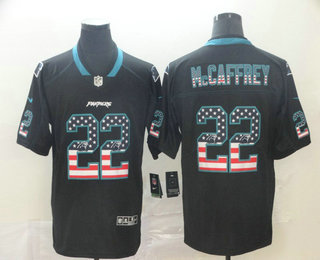 Men's Carolina Panthers #22 Christian McCaffrey 2018 USA Flag Fashion Black Color Rush Stitched Nike Limited Jersey