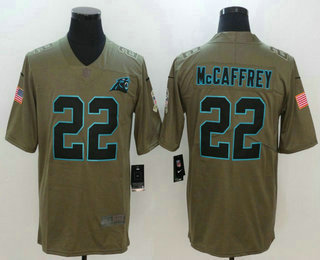 Men's Carolina Panthers #22 Christian McCaffrey Olive 2017 Salute To Service Stitched NFL Nike Limited Jersey