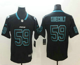 Men's Carolina Panthers #59 Luke Kuechly 2018 Black Lights Out Color Rush Stitched NFL Nike Limited Jersey