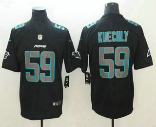 Men's Carolina Panthers #59 Luke Kuechly Black 2018 Fashion Impact Black Color Rush Stitched NFL Nike Limited Jersey