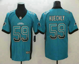 Men's Carolina Panthers #59 Luke Kuechly Blue 2018 Fashion Drift Color Rush Stitched NFL Nike Limited Jersey