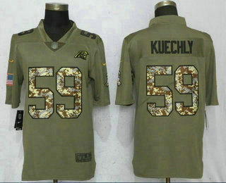 Men's Carolina Panthers #59 Luke Kuechly Olive With Camo 2017 Salute To Service Stitched NFL Nike Limited Jersey