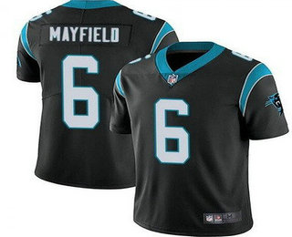 Men's Carolina Panthers #6 Baker Mayfield Limited Black Vapor Jersey