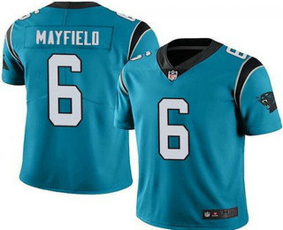 Men's Carolina Panthers #6 Baker Mayfield Limited Blue Vapor Jersey