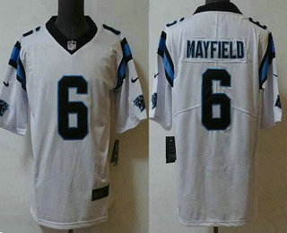 Men's Carolina Panthers #6 Baker Mayfield Limited White Vapor Jersey