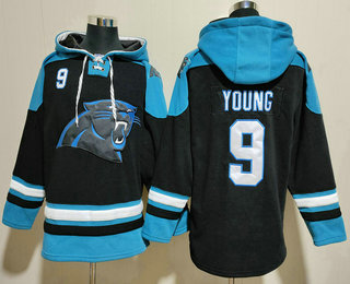 Men's Carolina Panthers #9 Bryce Young Black Ageless Must Have Lace Up Pullover Hoodie