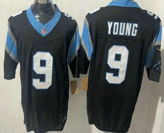 Men's Carolina Panthers #9 Bryce Young Limited Black FUSE Vapor Jersey