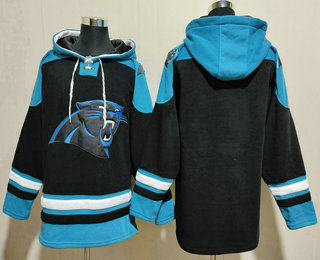 Men's Carolina Panthers Blank Black Ageless Must Have Lace Up Pullover Hoodie