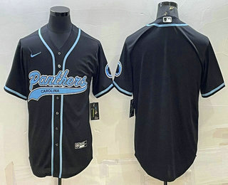 Men's Carolina Panthers Blank Black With Patch Cool Base Stitched Baseball Jersey