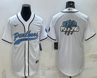 Men's Carolina Panthers White Team Big Logo With Patch Cool Base Stitched Baseball Jersey