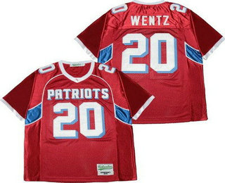 Men's Century High School Patriots #20 Carson Wentz Red Football Jersey