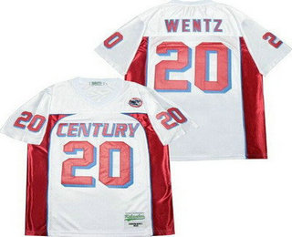Men's Century High School Patriots #20 Carson Wentz White Red Football Jersey