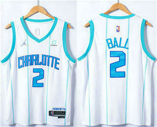 Men's Charlotte Hornets #2 LaMelo Ball White 75th Anniversary Stitched NBA Jersey