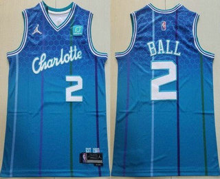 Men's Charlotte Hornets #2 Lamelo Ball Green City Diamond 75th Icon Sponsor Swingman Jersey