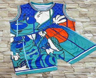 Men's Charlotte Hornets #2 Lamelo Ball Green City Laser Printing Jersey With Shorts