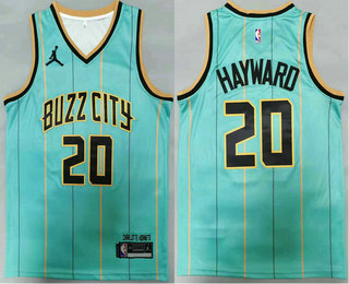 Men's Charlotte Hornets #20 Gordon Hayward Green 2021 Brand Jordan City Edition Swingman Jersey