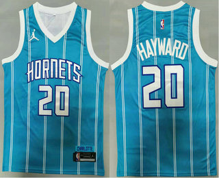 Men's Charlotte Hornets #20 Gordon Hayward Light Blue 2021 Brand Jordan Swingman Jersey