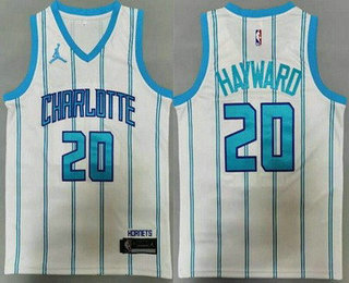 Men's Charlotte Hornets #20 Gordon Hayward White 2021 Brand Jordan Swingman Jersey