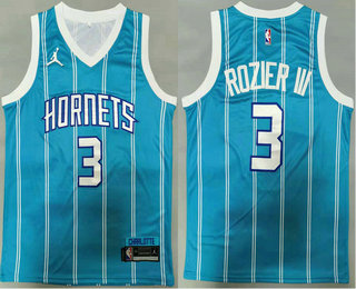 Men's Charlotte Hornets #3 Terry Rozier III Light Blue 2021 Brand Jordan Swingman Jersey