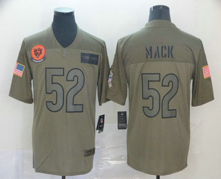 Men's Chicago Bear #52 Khalil Mack NEW Olive 2019 Salute To Service Stitched NFL Nike Limited Jersey