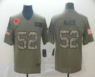 Men's Chicago Bear #52 Khalil Mack Olive Camo 2019 Salute To Service Stitched NFL Nike Limited Jersey