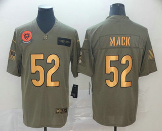 Men's Chicago Bear #52 Khalil Mack Olive Gold 2019 Salute To Service Stitched NFL Nike Limited Jersey