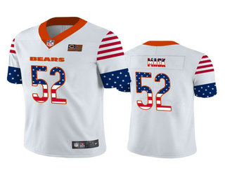 Men's Chicago Bear #52 Khalil Mack White Independence Day Stars & Stripes Jersey