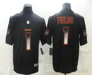 Men's Chicago Bears #1 Justin Fields Black 2021 Vapor Smoke Fashion Stitched NFL Nike Limited Jersey