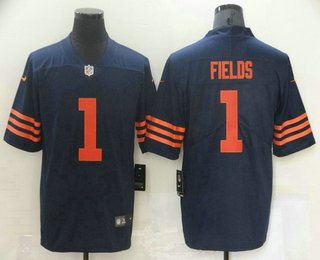 Men's Chicago Bears #1 Justin Fields Blue With Orange 2021 Vapor Untouchable Stitched NFL Nike Limited Jersey