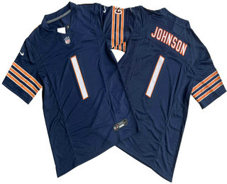 Men's Chicago Bears #1 Roschon Johnson Navy Blue Vapor FUSE Limited Stitched Jersey