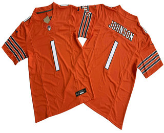 Men's Chicago Bears #1 Roschon Johnson Orange Vapor FUSE Limited Stitched Jersey