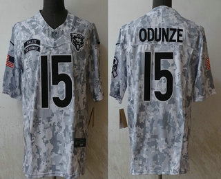 Men's Chicago Bears #15 Rome Odunze Arctic Camo 2024 FUSE Salute to Service Limited Stitched Jersey