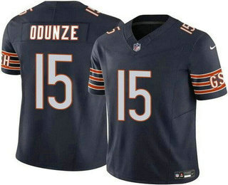 Men's Chicago Bears #15 Rome Odunze Limited Navy FUSE Vapor Jersey