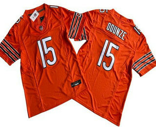 Men's Chicago Bears #15 Rome Odunze Limited Orange FUSE Vapor Jersey