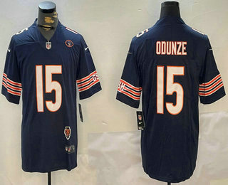 Men's Chicago Bears #15 Rome Odunze Navy Limited Illinois 51 Patch Vapor Jersey