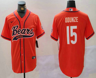 Men's Chicago Bears #15 Rome Odunze Orange With Patch Cool Base Stitched Baseball Jersey