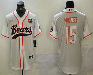 Men's Chicago Bears #15 Rome Odunze White Throwback With Patch Cool Base Stitched Baseball Jersey