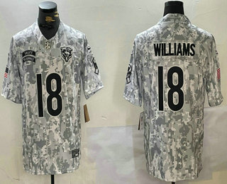 Men's Chicago Bears #18 Caleb Williams Arctic Camo 2024 FUSE Salute to Service Limited Stitched Jersey