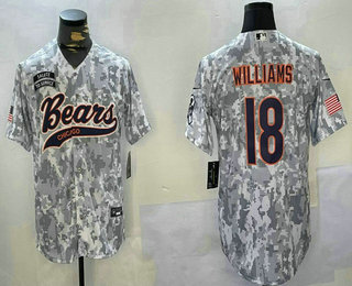 Men's Chicago Bears #18 Caleb Williams Arctic Camo 2024 Salute to Service Stitched Baseball Jersey