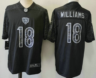 Men's Chicago Bears #18 Caleb Williams Black Reflective Limited Stitched Football Jersey