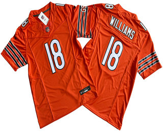 Men's Chicago Bears #18 Caleb Williams Limited Orange FUSE Vapor Jersey