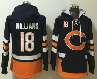 Men's Chicago Bears #18 Caleb Williams NEW Navy Blue Pocket Stitched NFL Pullover Hoodie